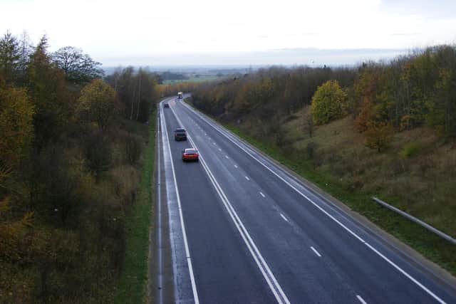 The A17 at Leadenham, looking west towards Beckingham.