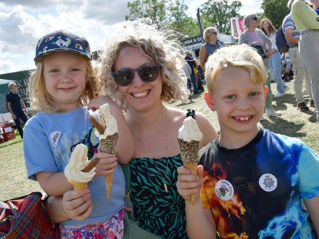 Sarah Priestley with Alice Priestley 4 and Charlie Priestley 7 of Frieston