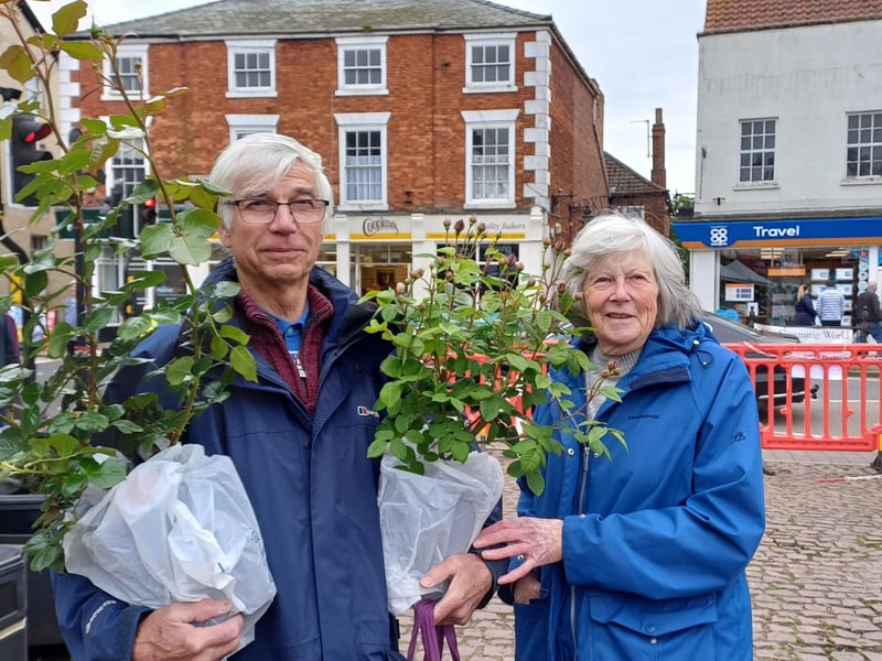 Market visitors left with bags of garden goodies. Picture are Rasen residents Phil and Ann Gill with their purchases