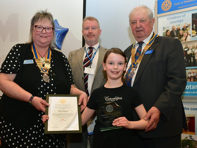 Ellie Adams of William Alvey School, with L-R Paula Ireland, Shaun Farrington - William Alvey School headteacher, Graham Reams