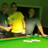 From left - snooker tournament winner Steve Caithness, Anthony Wood and runner up Dave Corder.