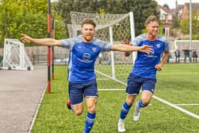 Harry Limb celebrates his second half goal at Eastwood - photo (c) Steve Davies