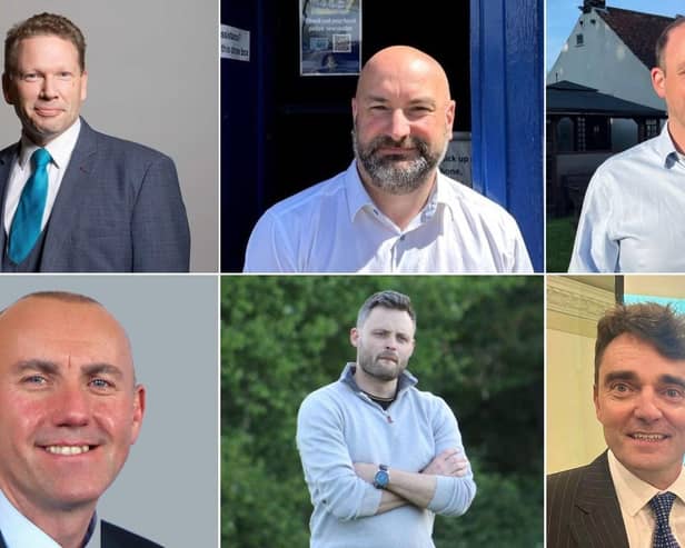 The six Conservatives hoping to become Mayor of Greater Lincolnshire. Photo: Facebook/LDRS