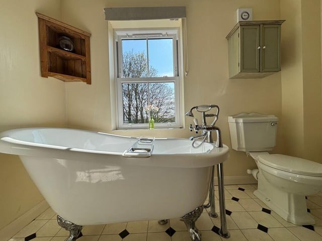 The bathroom.
