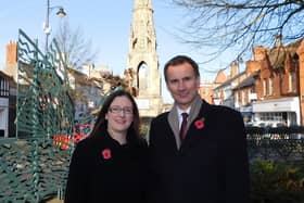 Chancellor Jeremy Hunt pictured here with Sleaford and North Hykeham MP Dr Caroline Johnson in Sleaford.