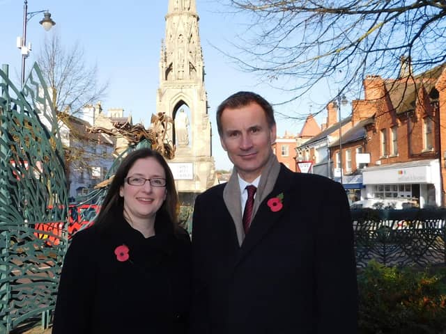 Chancellor Jeremy Hunt pictured here with Sleaford and North Hykeham MP Dr Caroline Johnson in Sleaford.