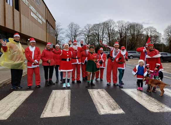 The Santa's line up on the start line