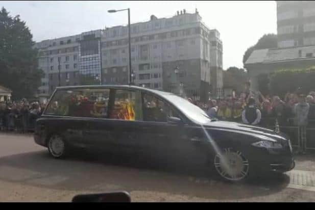 The moment the state hearse passed by the guiding group from the Skegness area.