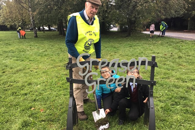 Rotarians worked with William Alvey School Year 5 and 6 children to plant the bulbs. Photo: William Alvey School