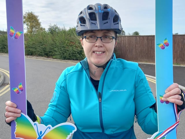 One of the riders poses for a quick photo before setting off on one of the Big Bike Ride routes.