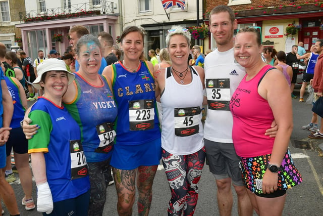 Sting runners, from left: Katie Griffiths, Victoria Woodgate, Clare Harbord, Amy Bradford-Lekphed, David Blet and Kate Belt - who challanged herself to do 40 events for for 40th birthday and Caistor Sting is her 40th event.
