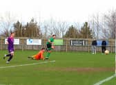 Joe Smith slots home Sleaford's opener on Saturday. Photo: Steve W Davies Photography.