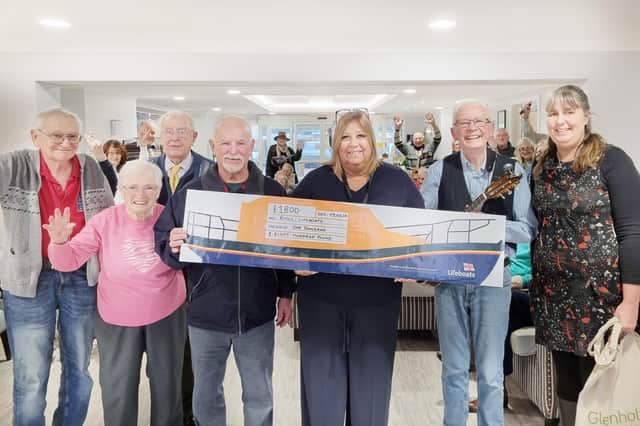From left - Roy Workman, residents Linda and Bill, Mick Abbot from Skegness Royal National Life Boat Service, Rebecca Nisbet (Home Manager), Dave (resident) and Emma Skinner (Deputy Home Manager). Photo supplied