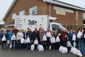 The Bread and Butter Thing (TBBT) with residents outside Old Leak Community Centre.