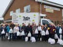 The Bread and Butter Thing (TBBT) with residents outside Old Leak Community Centre.