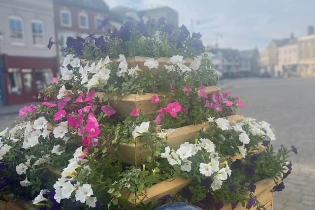 New flower planters have been installed in Boston's town centre