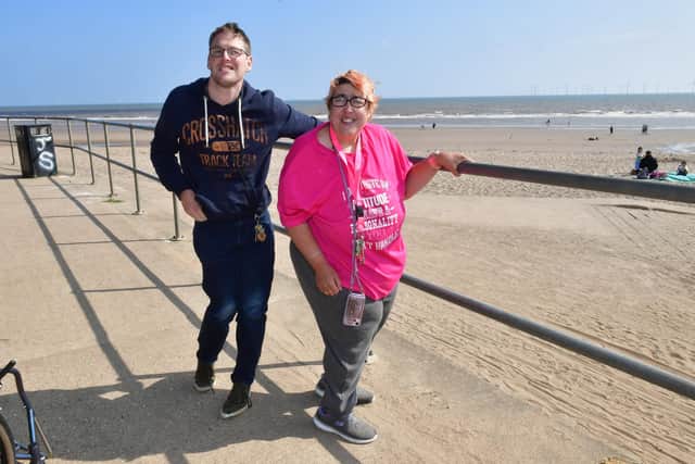 Tasha Gollop pictured with Chris Alderman who was supporting Tasha on her walk