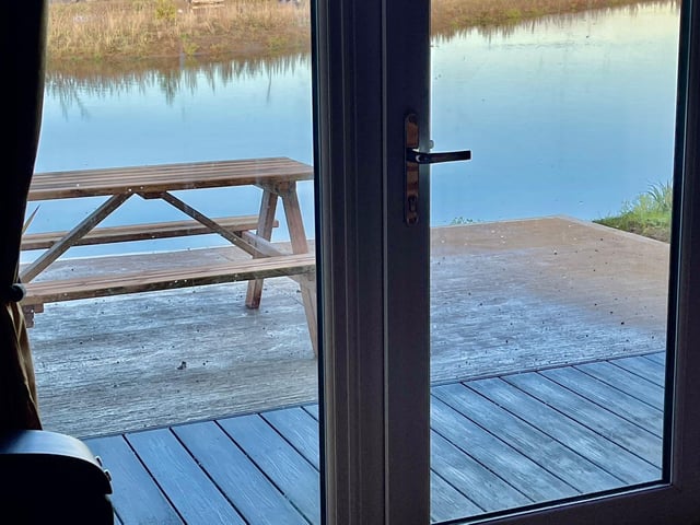 The view through the glass doors
