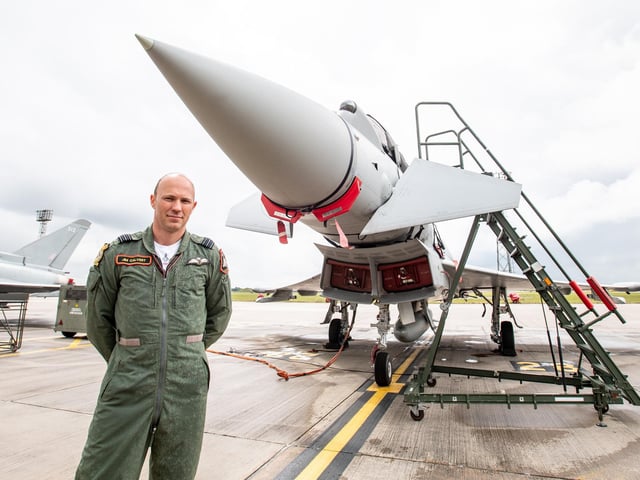 Wing Commander Jim Calvert at RAF Coningsby during the preparations.