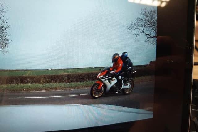 The speeding motorcycle caught on camera - with a pillion passenger. Photo: Lincs Police