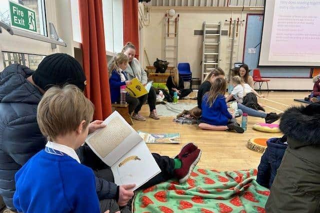 Parents and pupils snuggled up at Reading Café