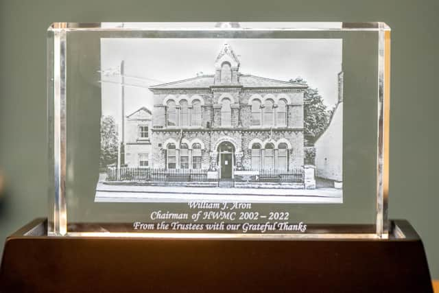 The engraved image of the Horncastle War Memorial Centre.