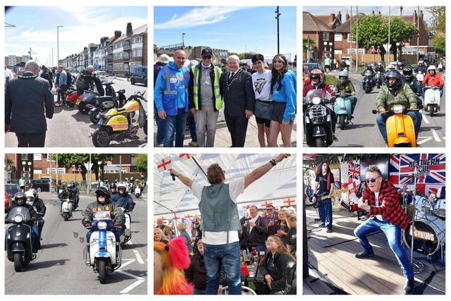 Mayor of Skegness Cou Pete Barry checks out the Skegness Scooter Rally and meets organisers. A ride in was part of the weekend, as well as live music at venues around town. Photos: Barry Robinson and the Lumley.