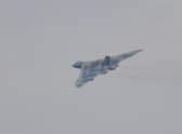 A Cold War Vulcan photographed by Dee Blythe over Cranwell.