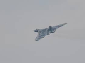 A Cold War Vulcan photographed by Dee Blythe over Cranwell.