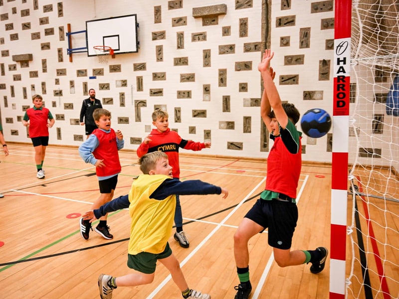 All action handball in the well-equipped sports hall.