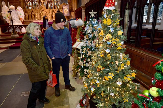 Sharon Tempest and Francis Boxall of Horncastle admiring the Christmas trees.