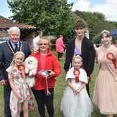 Mayor of Skegness Coun Pete Barry and the Carnival Royalty at the pet show.