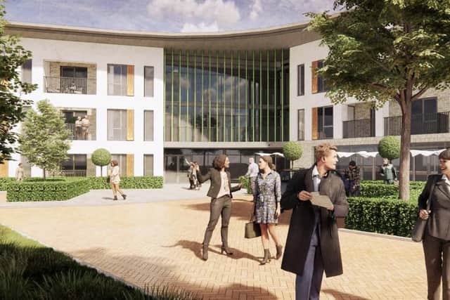 The proposed extra care unit withini the Hoplands development.