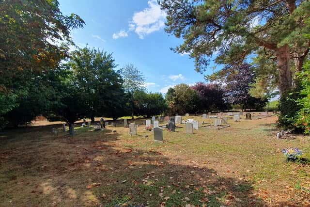 Dunston Cemetery - residents have objected to the proposed felling of the line of trees in the background.