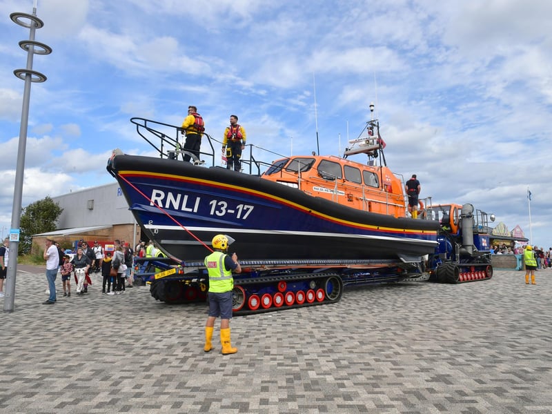 The Shannon class all-weather lifeboat on its was to the sea,