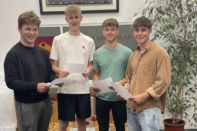 From left, Carre's students Hugh Johnson (will studying computer science at Newcastle), Charlie Lee (Maths and Economics at Warwick), Ethan Robinson (Dentistry at Sheffield) and Kieran Fowler (Medicine at Sheffield).