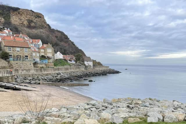 Chris puts his feet up in Runswick Bay, Saltburn-by-the-Sea.