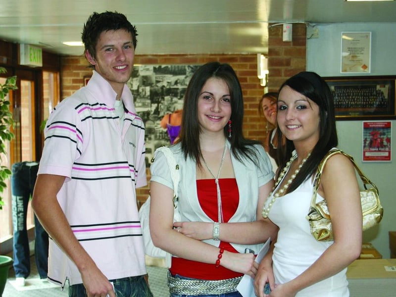 Three more Giles School students collect their A-level results in 2006.