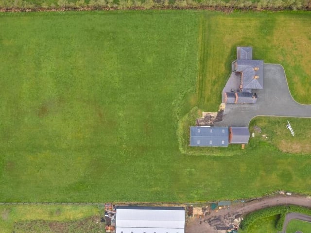 A bird's-eye view of the property.