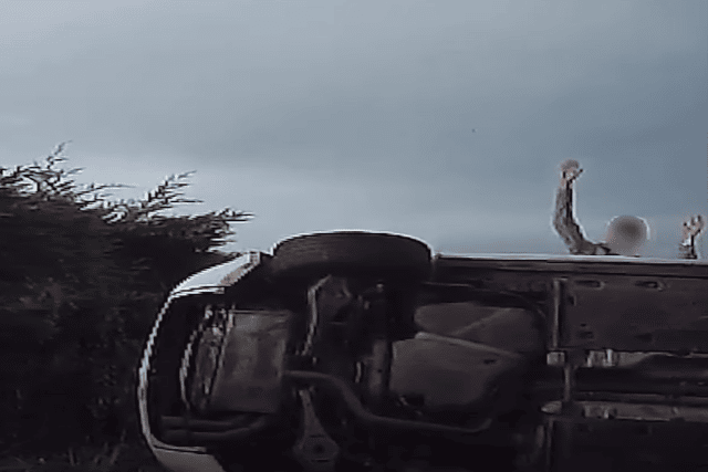A still from the police footage of the road pursuit.