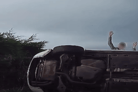 A still from the police footage of the road pursuit.