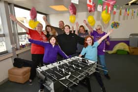 At the launch of the new youth centre, from left: Isabella Coleman 11, Charlie Coleman 15, Rebekah Gibb, 9. Back L-R Stacy Gibb, Hannah Gibb, 13, Phil Gibb, Suzi Coleman, Jean Shapcott. Photo: D.R.Dawson Photography