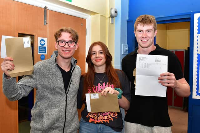 A Level students Guy Timmins,  Alexis Buchner, and Matthew Hunter.