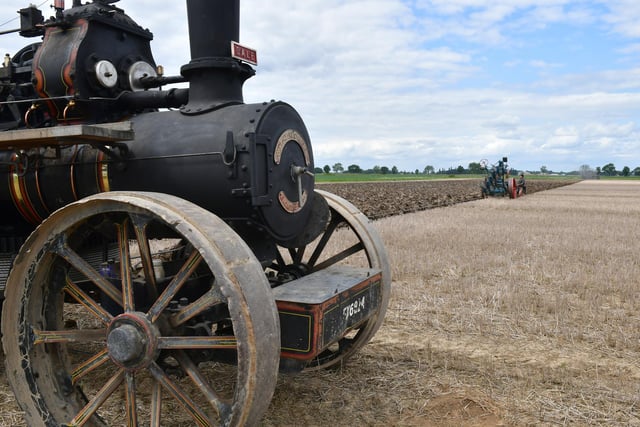Steam driven ploughing in action.
