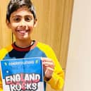 Pavi Puri with his Times Table Rockstar competition certificate.