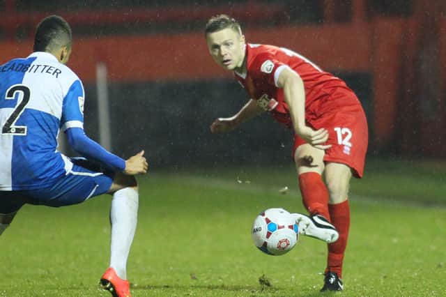 Tom Shaw in action for Alfreton Town during his playing days.