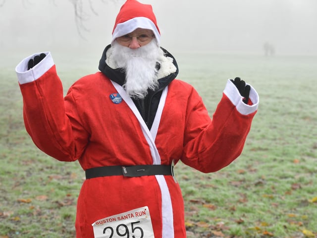 Action from this year's Boston Santa Run.