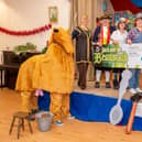 The cast of Louth Hospital's pantomime Jack and the Beanstalk.