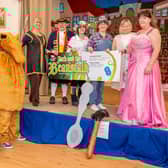 The cast of Louth Hospital's pantomime Jack and the Beanstalk.