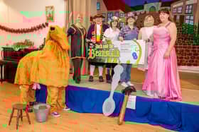 The cast of Louth Hospital's pantomime Jack and the Beanstalk.